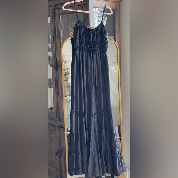 NWT The Kooples Size 1 (small) Long Black Maxi Dress With Velvet Bows - Picture 2 of 7